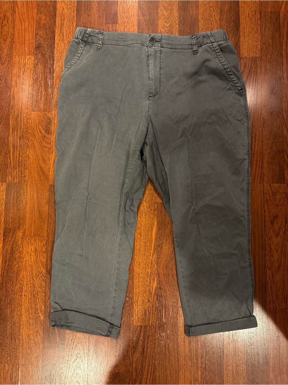 Women’s Cuffed Gray Chino Pants - Classic Comfort